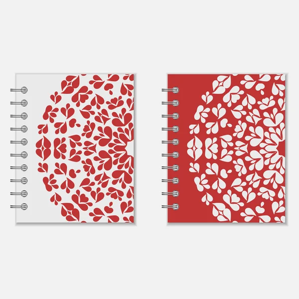 Two red and white notebook covers design — Stock Vector