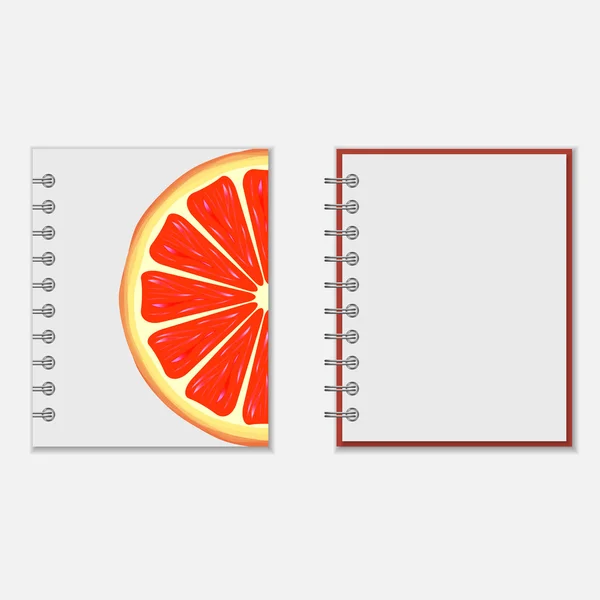 Diseño de portada de cuaderno con pomelo brillante — Vector de stock