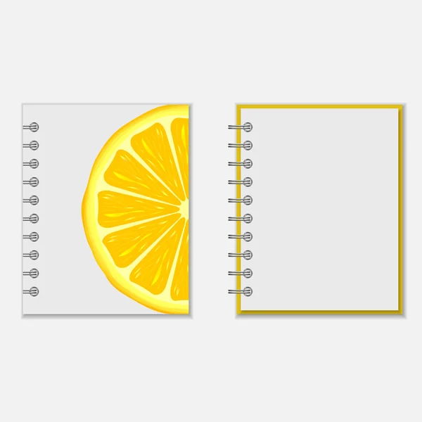 Diseño de portada de cuaderno con limón brillante — Vector de stock