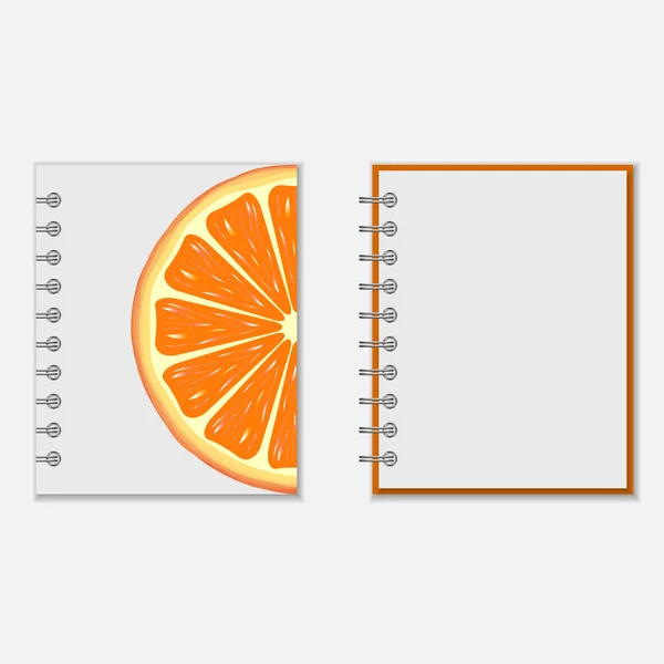 Notebook cover ontwerp met fel oranje — Stockvector