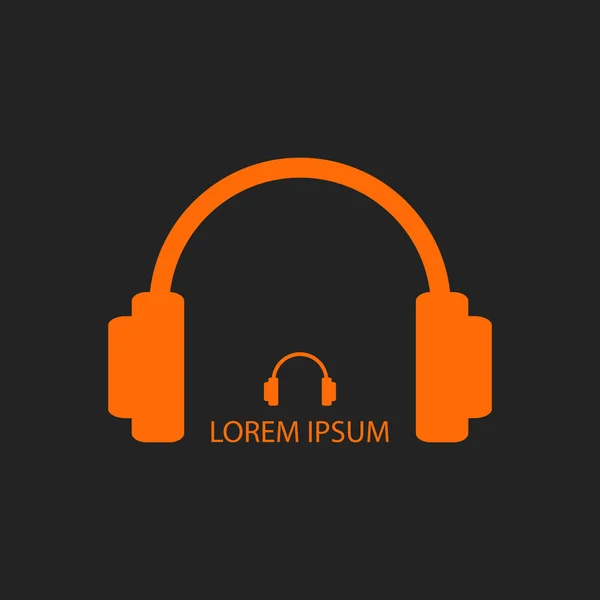 Narancssárga fejhallgató a zene logó — Stock Vector