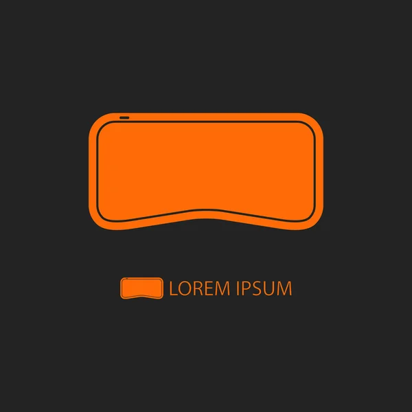 Orange VR-glasses as virtual reality logo on black — Stock Vector