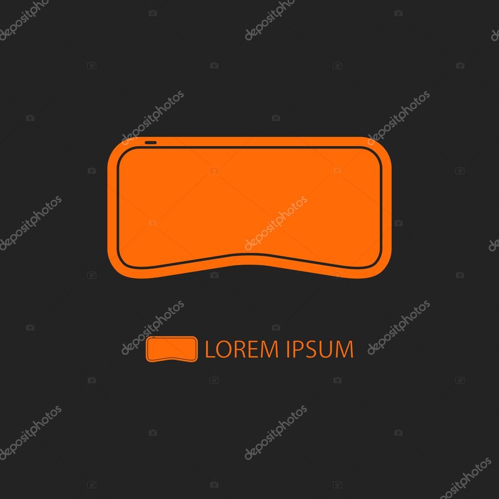 Logo of virtual reality.  Oranhe flat style VR-glasses on black background