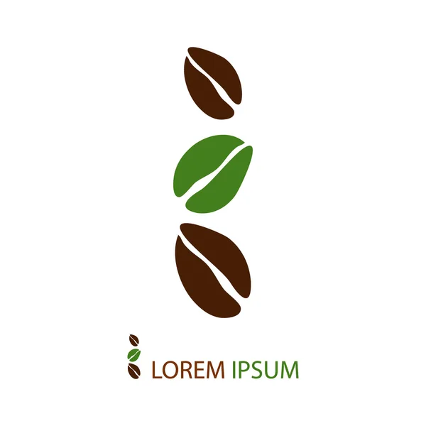 Green and brown coffee beans as logo — Stock Vector