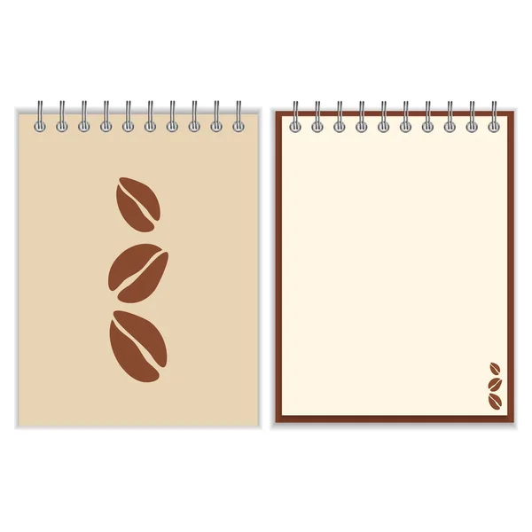 Notebook cover ontwerp met koffiebonen — Stockvector