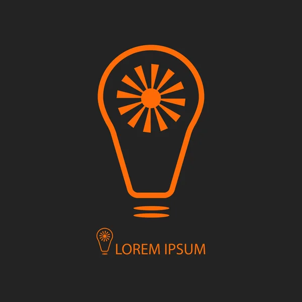 Ampoule orange avec soleil comme symbole d'énergie écologique — Image vectorielle