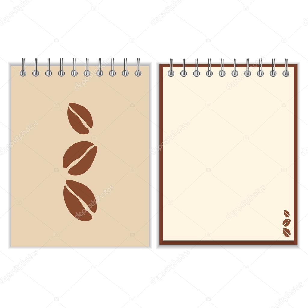 Notebook cover design with coffee beans