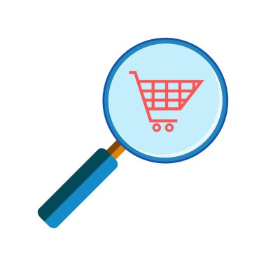 Büyüteç ile alışveriş sepeti