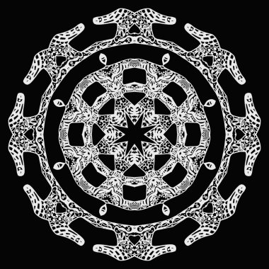 Yuvarlak beyaz desen, süslü stili