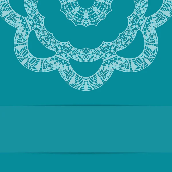 Tyrkysově modrá karta s ornamentální vzor a kopírovat prostor — Stockový vektor