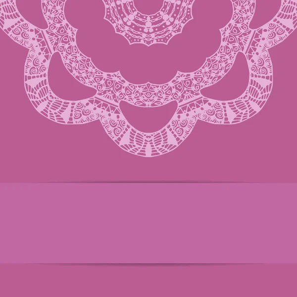Rosa kort med utsmyckade zentagle stil mönster — Stock vektor