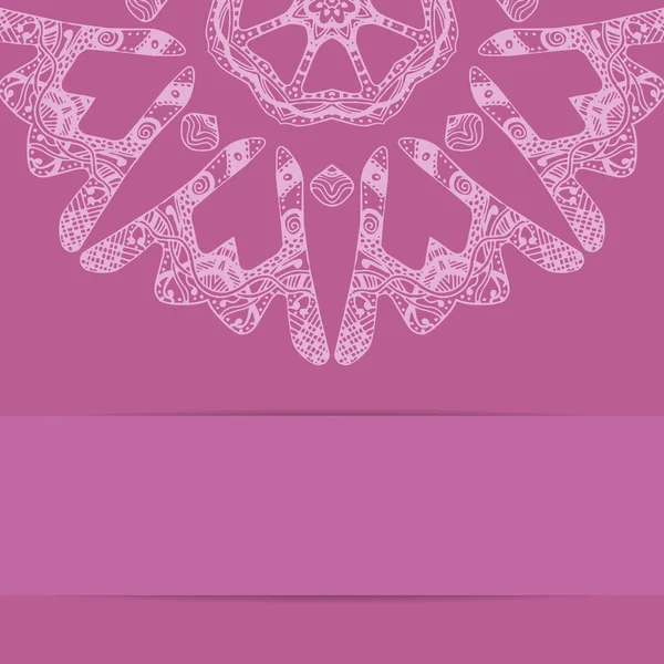 Roze kaart met sierlijke zentagle stijl patroon — Stockvector