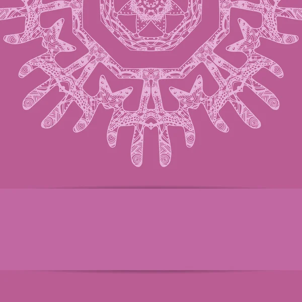 Roze kaart met sierlijke zentagle stijl patroon — Stockvector