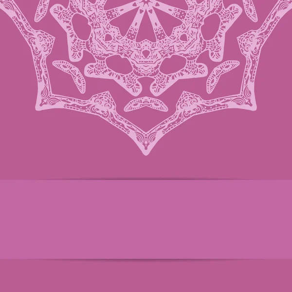 Pink card with ornate zentagle style pattern — Stock Vector