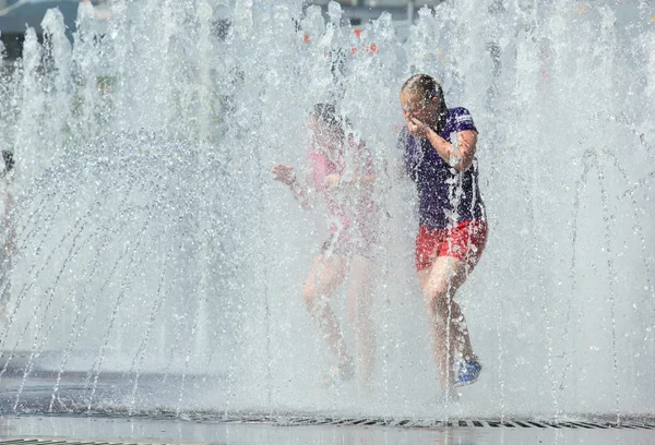 Baden in de fontein. Stockfoto