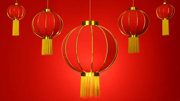 Darstellung Der Chinesischen Laterne Für Die Dekoration Des Chinesischen Neujahrsfestes — Stockfoto