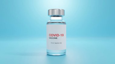 3 boyutlu görüntüleme. Covid-19 koronavirüs aşısı şişeleri için yaratıcı tasarım kas içi enjeksiyonlar için. Coronavirus (2019-nCoV virüsü) üretimi, grip tedavi ilaç ilaç üretim konsepti.
