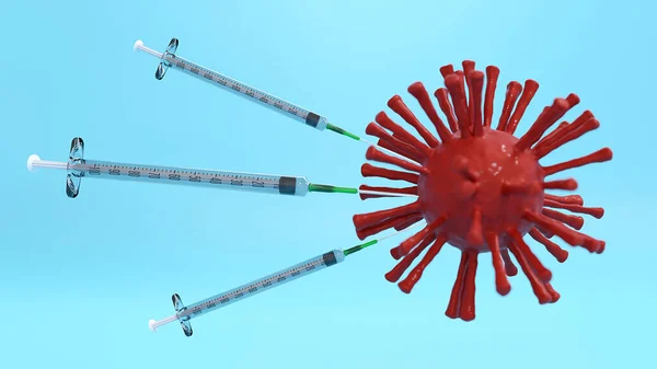 Representación Diseño Creativo Para Frascos Vacuna Contra Coronavirus Covid Jeringa —  Fotos de Stock