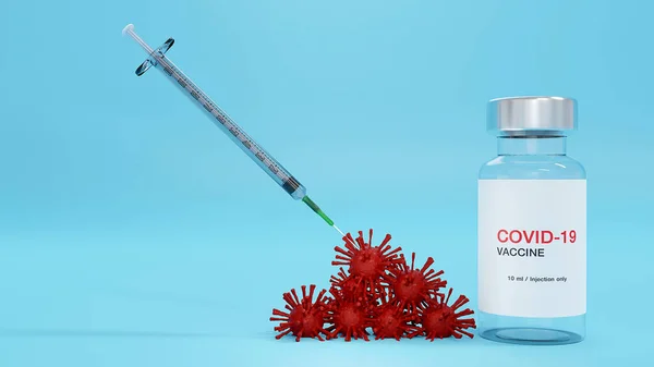 Representación Diseño Creativo Para Frascos Vacuna Contra Coronavirus Covid Jeringa —  Fotos de Stock