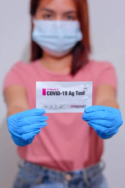 Nakhonratchasima Tayland Temmuz 2021 Coronavirus Sars Cov Testi Covid Seri — Stok fotoğraf