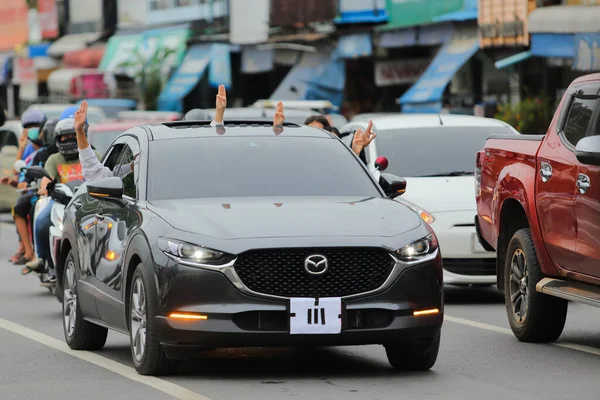 Nakhonratchasima Thailand July 2021 Car Mob Street Thailand People Took — Fotografia de Stock