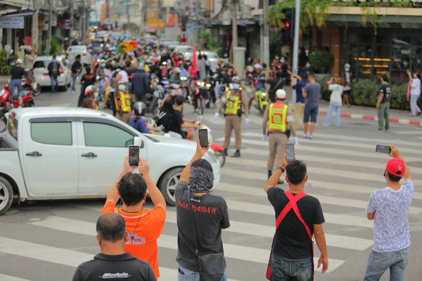 Nakhonratchasima Thailand July 2021 Car Mob Street Thailand People Took — Foto de Stock