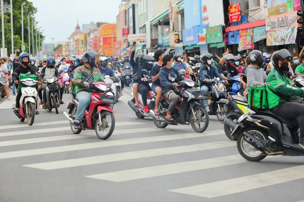 Nakhonratchasima Thailand July 2021 Car Mob Street Thailand People Took — Fotografia de Stock