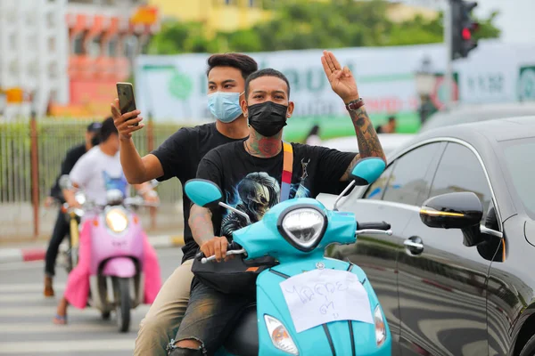 Nakhonratchasima Thailand July 2021 Car Mob Street Thailand People Took — Fotografia de Stock