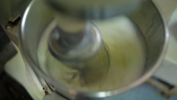 Woman Beats Dough Mixer Make Cheese Pie Zest Step Step — Stok video