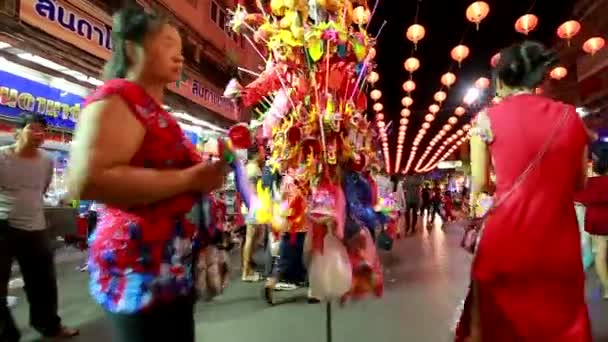 Nakhon Sawan Tayland Şubat 2018 Güzel Lambalarla Süslenmiş Çin Yeni — Stok video