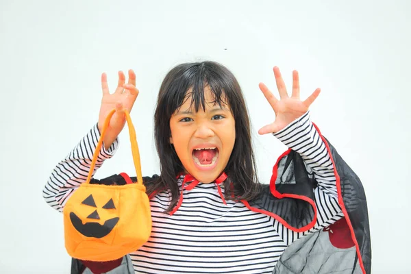 Halloween Høytid Barndomskonsept Små Barn Halloween Kledd Heksekostyme Morsomme Unger – stockfoto
