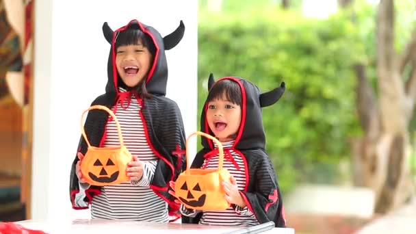 Halloween Wakacje Koncepcja Dzieciństwa Małe Dzieci Azji Południowo Wschodniej Halloween — Wideo stockowe