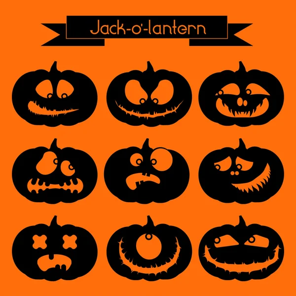 Jack-o-lantern. 9 dekoratif öğeler kümesi