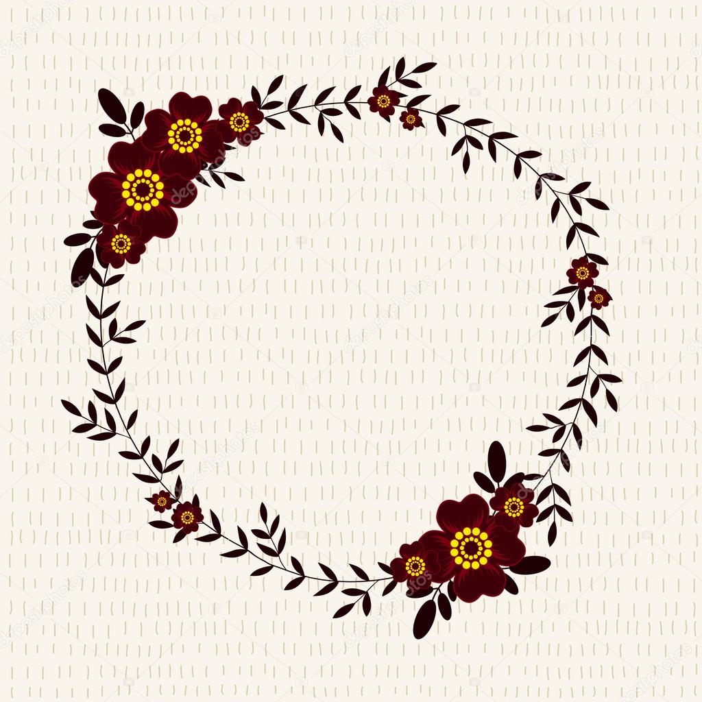 Cute frame with marigolds. Vector illustration on the hand drawn background