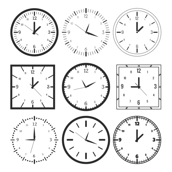 Set de 9 relojes digitales — Vector de stock