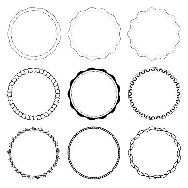 Conjunto de 9 marcos de diseño círculo — Archivo Imágenes Vectoriales