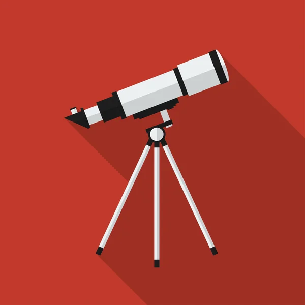 Telescopio plano con sombra larga. Icono del vector — Vector de stock