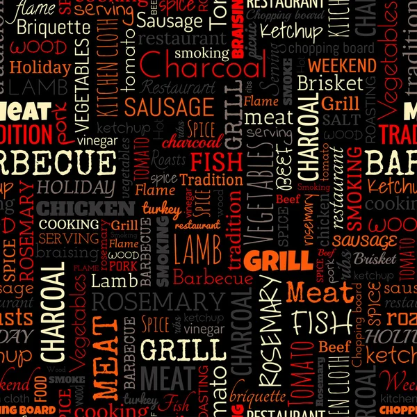 BBQ word seamless pattern — Stock Vector