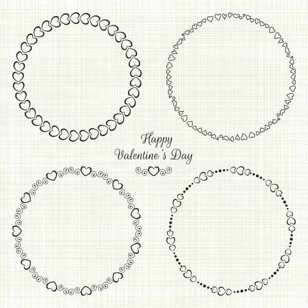 Set cirkel schattig frames voor de St. Valentijnsdag — Stockvector
