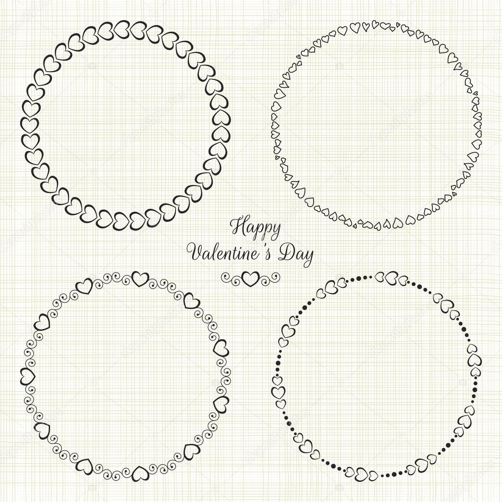 Set of circle cute frames for the St. Valentines Day