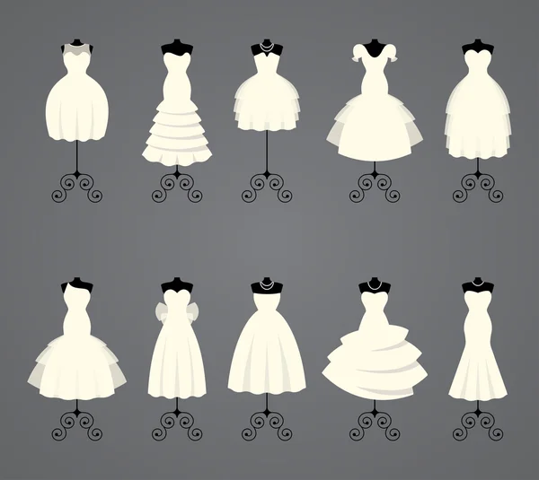 Abiti da sposa in diversi stili — Vettoriale Stock