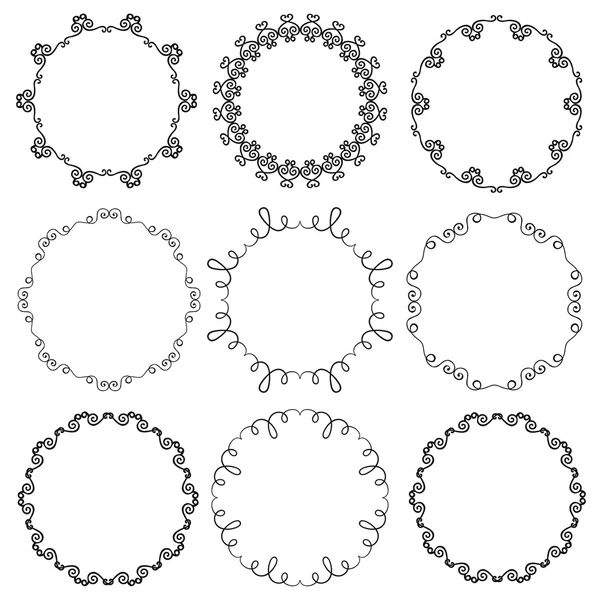 Colecție de rame ornamentale trase manual — Vector de stoc