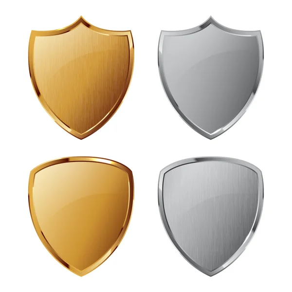 Collection of silver and golden shields — Stock Vector