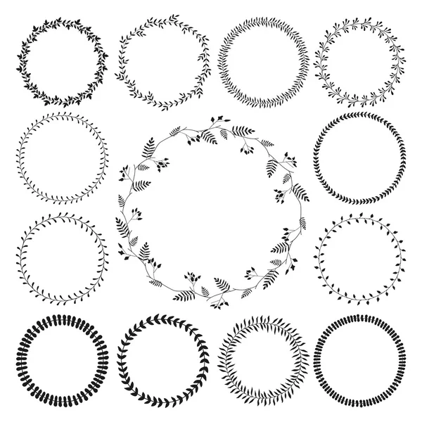 Большая коллекция кругов милые ручные рисунки цветочные рамки — стоковый вектор