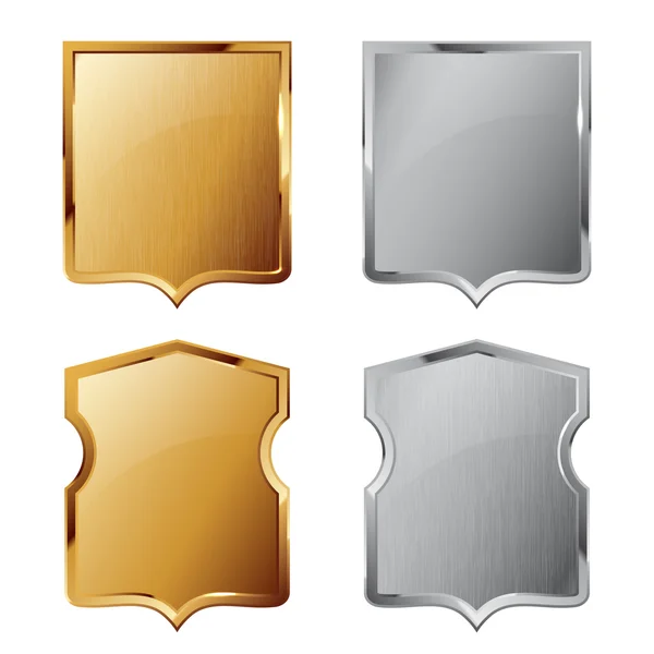 Collection of silver and golden shields — Stock Vector