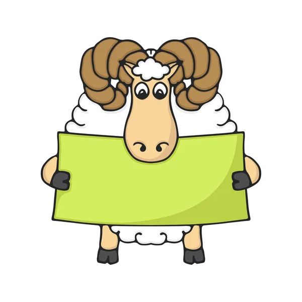 Mignon mouton main avec bannière vierge Illustration De Stock