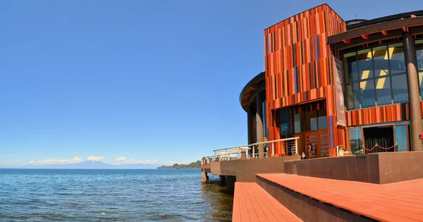 Lake Theater with volcano Osorno in Patagonia — Stock Photo, Image
