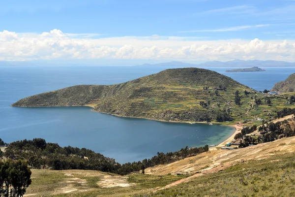 Bolívia és Peru között Titicaca-tó látképe — Stock Fotó