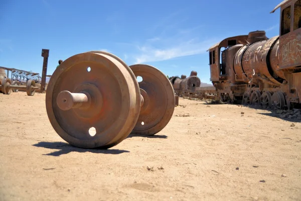 Rusty steam locomotives, train cemetery in Bolivia — Stock Photo, Image