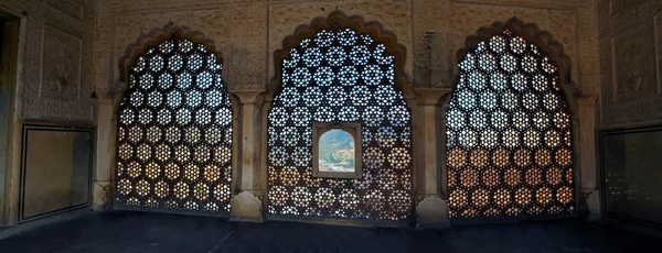 Detalhe tradicional da janela de mármore de Rajasthani, Índia — Fotografia de Stock